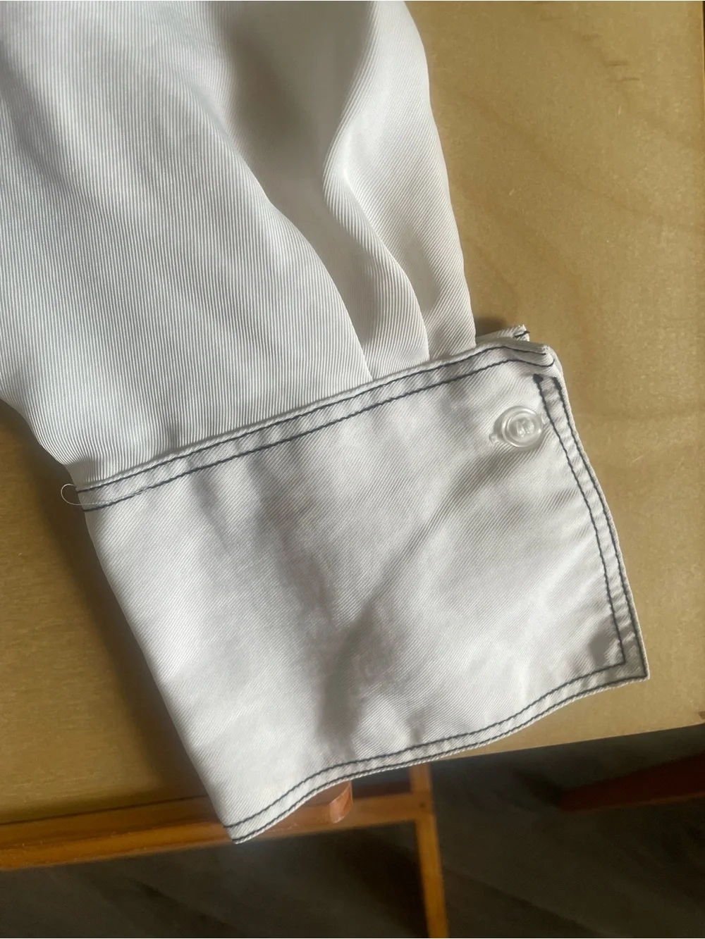 H&M Sheer Cream Button-Down Blouse with Contrast Trim - Picture 6 of 8